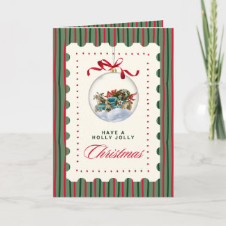 Vintage Christmas Card with Ornament – Festive Hol Helgkort