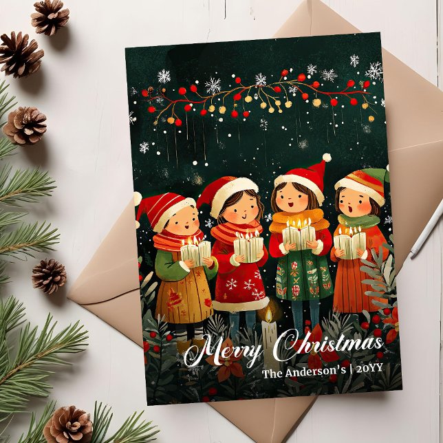 Vintage Christmas Carols Classic Greeting Card Julkort (Vintage Christmas Carols Classic Greeting Card)
