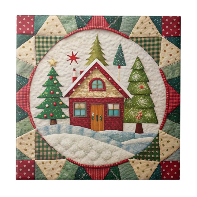 Vintage Christmas Ceramic Tile Kakelplatta (Framsidan)