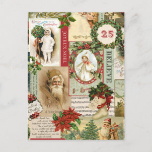 VINTAGE CHRISTMAS COLLAGE HELG VYKORT