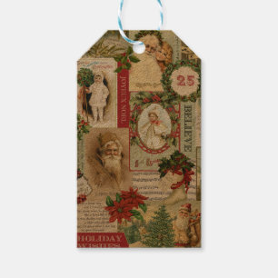 VINTAGE CHRISTMAS COLLAGE PRESENTETIKETT