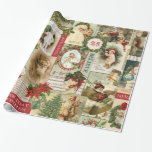 VINTAGE CHRISTMAS COLLAGE PRESENTPAPPER<br><div class="desc">Modern Vintage-julklapp bestående av gammaldags vykort för helgdag.</div>