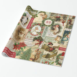 VINTAGE CHRISTMAS COLLAGE PRESENTPAPPER