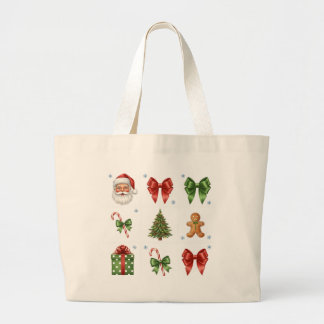 Vintage Christmas Collage Tote Bag Jumbo Tygkasse