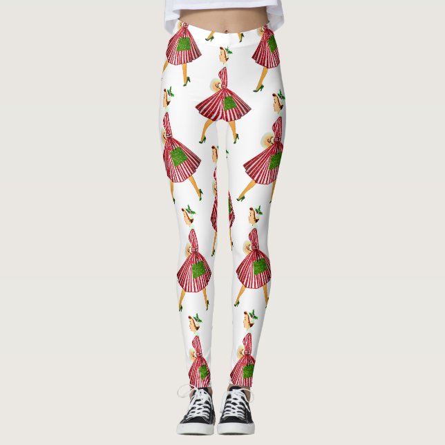 vintage christmas dam leggings (Framsida)