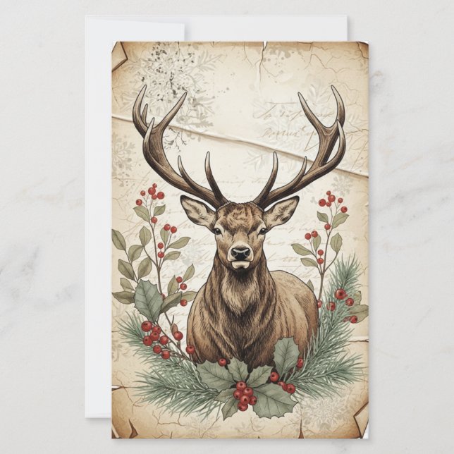 Vintage Christmas Deer Decoupage Art (Framsida)