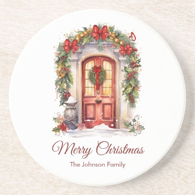 Vintage Christmas Door Coaster Underlägg (Framsidan)