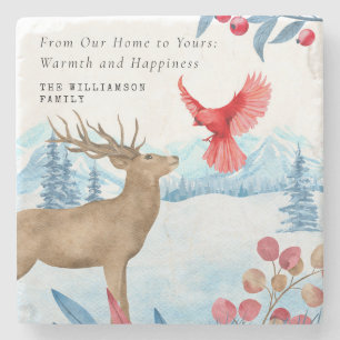 VINTAGE CHRISTMAS ELK RED CARDINAL PERSONLIG STENUNDERLÄGG