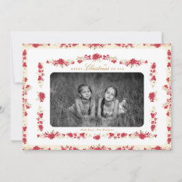 vintage christmas floral posie botanical photo julkort