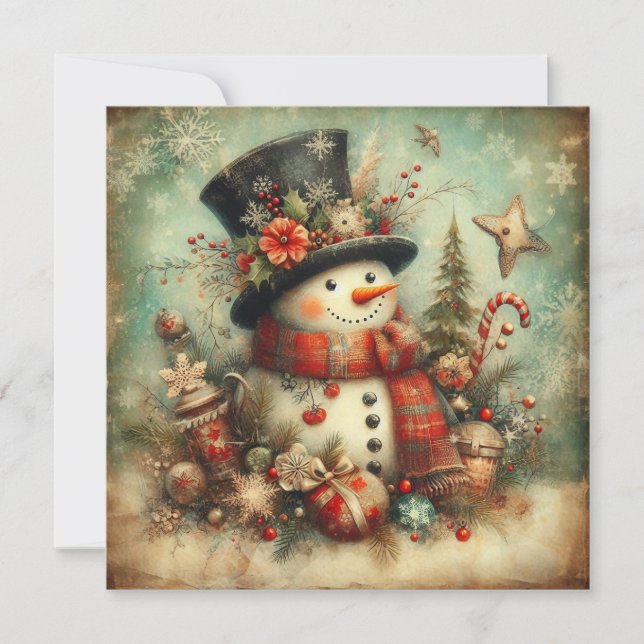 Vintage Christmas Greeting Card Julkort (Framsida)