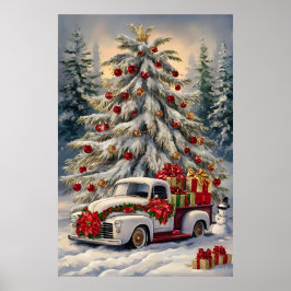Vintage Christmas Greeting Card – Majestic Snow- Poster