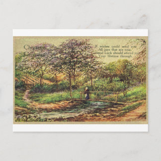 Vintage Christmas Greetings Postcard Vykort
