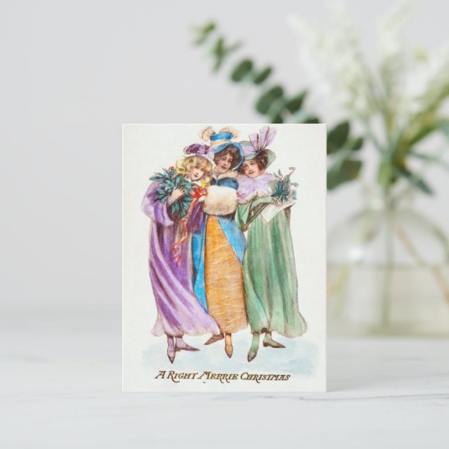 Vintage christmas helg vykort (Stående Fram)