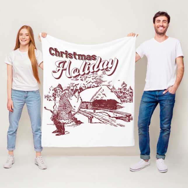 Vintage Christmas Holiday  Fleecefilt (På plats)