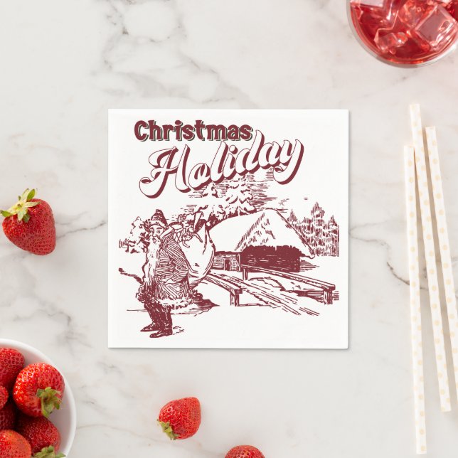 Vintage Christmas Holiday  Pappersservett (Insitu)