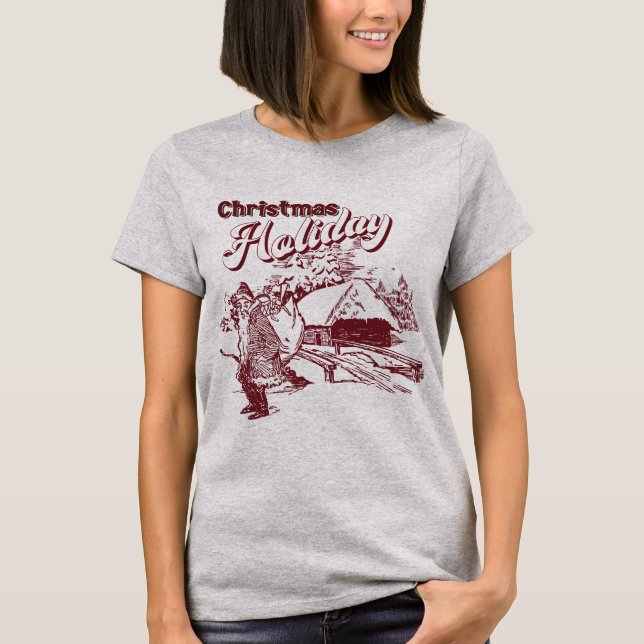 Vintage Christmas Holiday  T Shirt (Framsida)