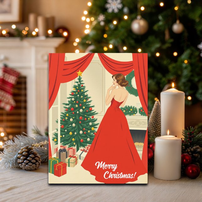 Vintage Christmas Illustration Helg Vykort (Skapare uppladdad)