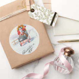 Vintage christmas jultomten party runt klistermärke