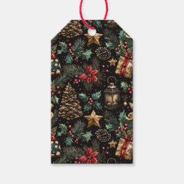 Vintage Christmas Lanterns Presentetikett