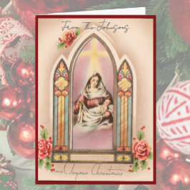 Vintage Christmas Madonna Custom Name Blank Inside Helgkort