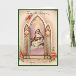 Vintage Christmas Madonna Custom Name Blank Inside Helgkort