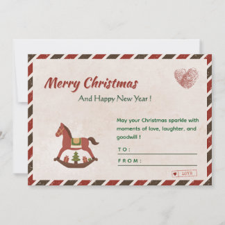 🎄🌸Vintage Christmas & New Year Card with Horse Julkort