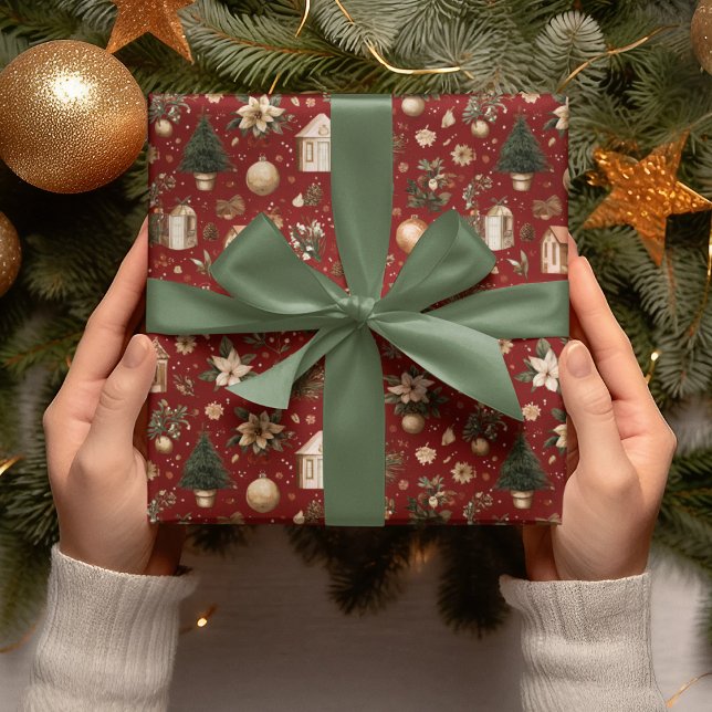 Vintage Christmas Pattern Wrapping Paper Presentpapper (Skapare uppladdad)