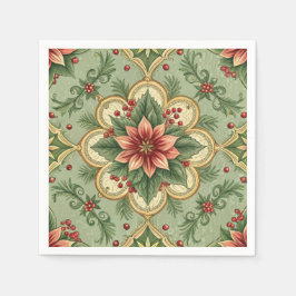 Vintage Christmas Poinsettia Pappersservett
