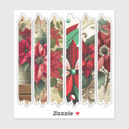 Vintage Christmas Poinsettia Washi Tape Scrapbook Klistermärken