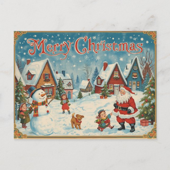 Vintage Christmas Postcard Helg Vykort (Framsida)