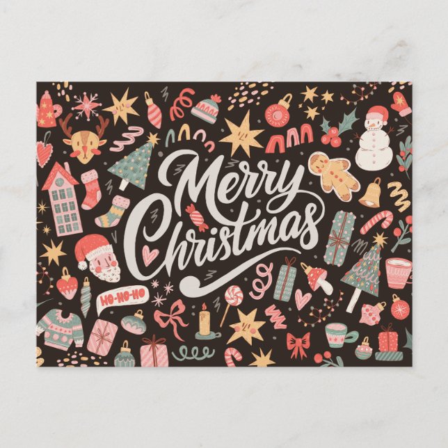 Vintage Christmas Postcard Helg Vykort (Framsida)