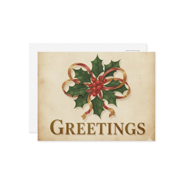 Vintage Christmas Postcard Vykort (Fram/Back In Situ)