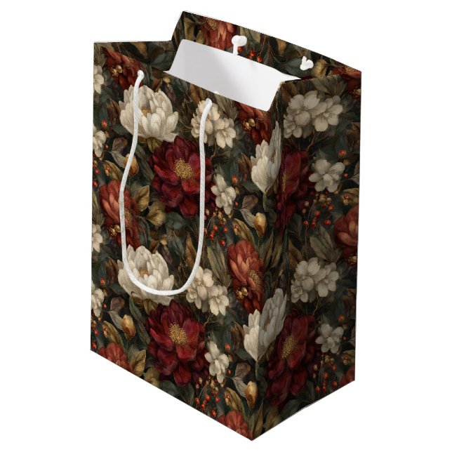 Vintage Christmas Red and Winter White Floral (Baksidan Vinklad)