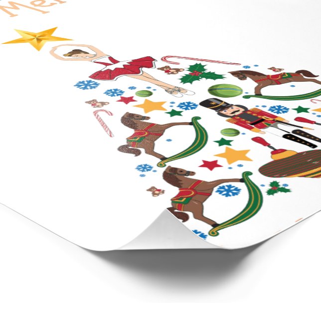 Vintage christmas rockande häst fototryck (Hörn)