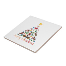 Vintage christmas rockande häst kakelplatta