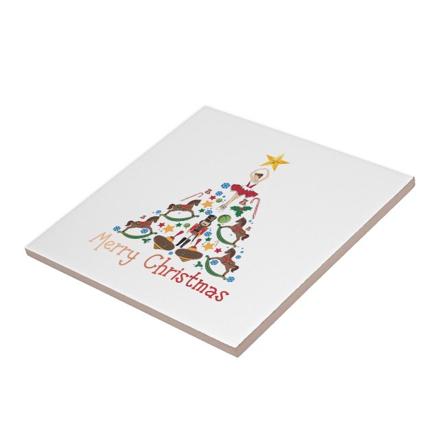 Vintage christmas rockande häst kakelplatta (Sidan)