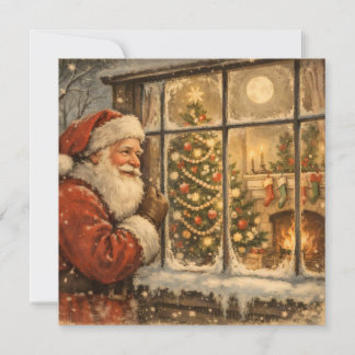 Vintage Christmas Santa Claus at the Window  Julkort