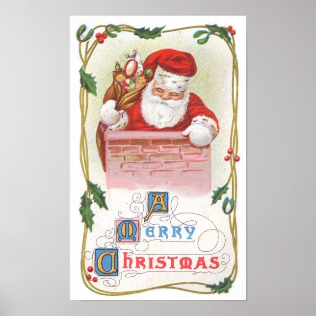 Vintage Christmas Santa Claus Poster (Framsidan)