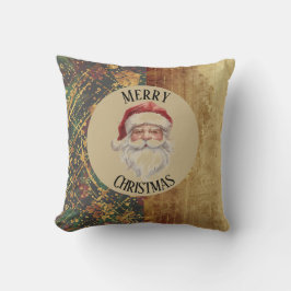 Vintage, Christmas, Santa Claus, Red Gold Green Kudde