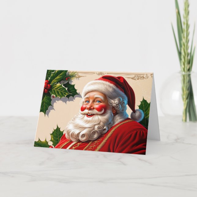 Vintage Christmas Santa Claus Smiling  Helgkort (Framsida)