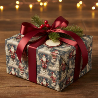 Vintage Christmas Santa Presentpapper