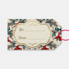 Vintage Christmas Santa’s Boots & Bows Presentetikett