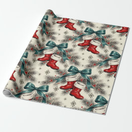 Vintage Christmas Santa’s Boots & Bows Presentpapper