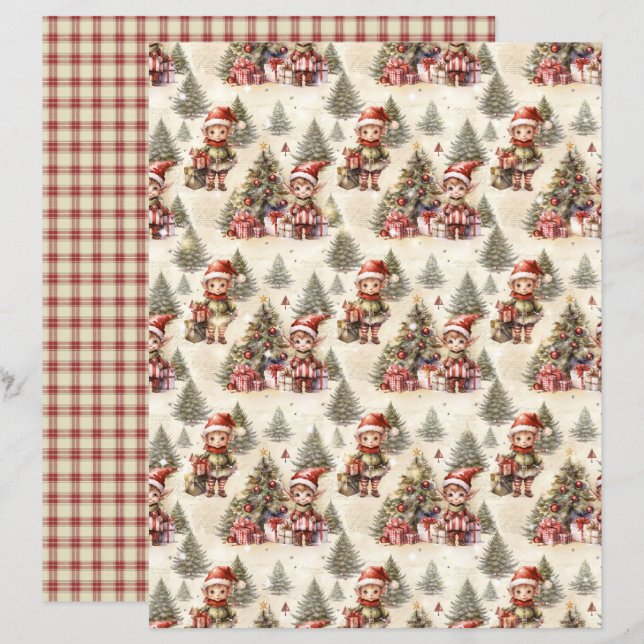 Vintage Christmas Scrapbook Paper (Fram/baksida)