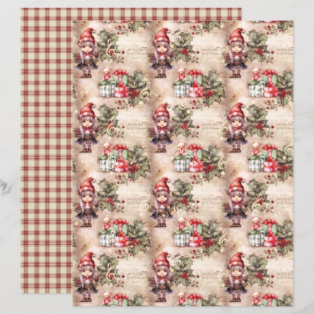 Vintage Christmas Scrapbook Paper (Fram/baksida)