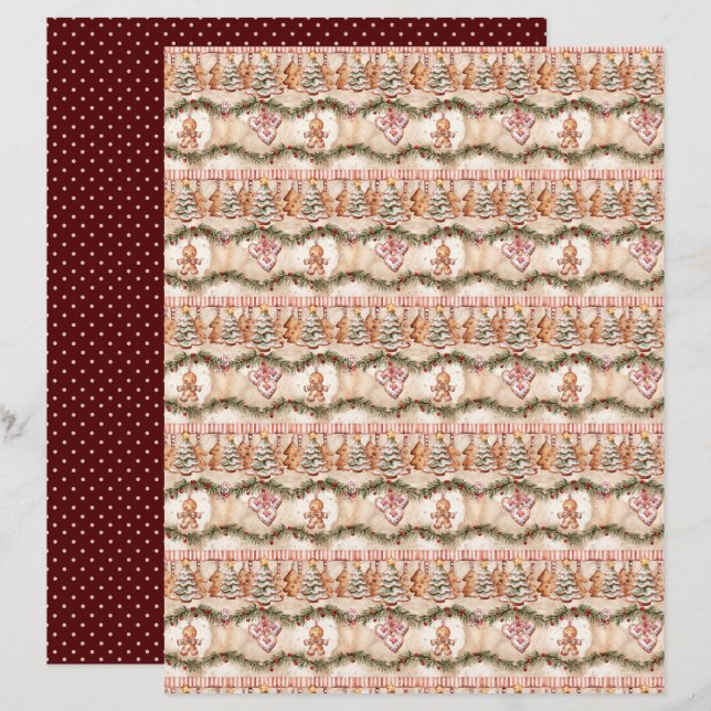 Vintage Christmas Scrapbook Paper (Fram/baksida)