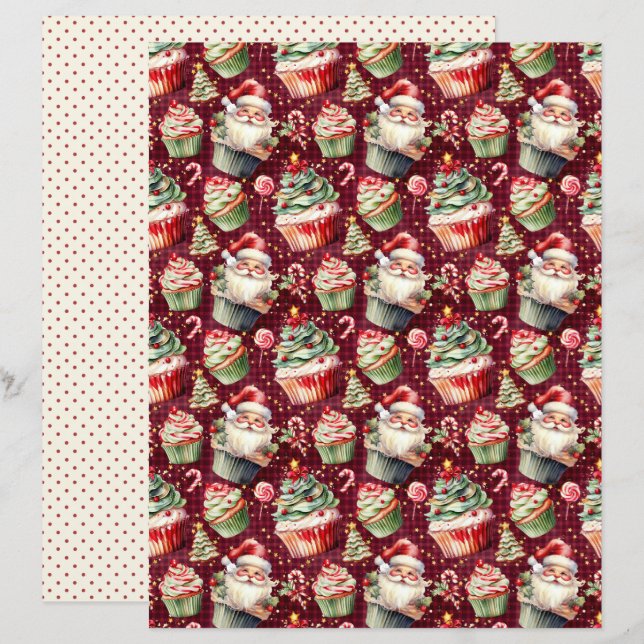 Vintage Christmas Scrapbook Paper (Fram/baksida)