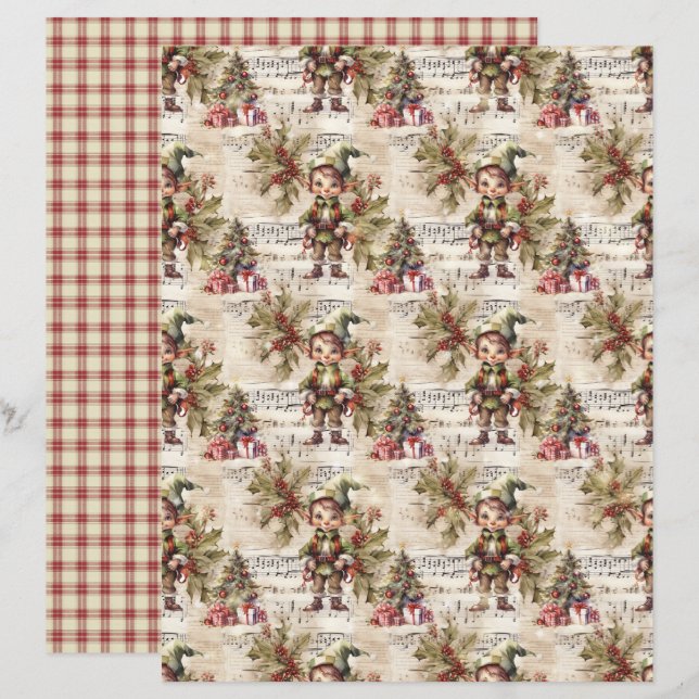 Vintage Christmas Scrapbook Paper (Fram/baksida)