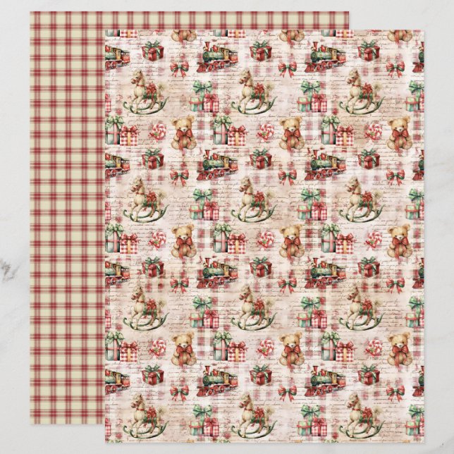 Vintage Christmas Scrapbook Paper (Fram/baksida)