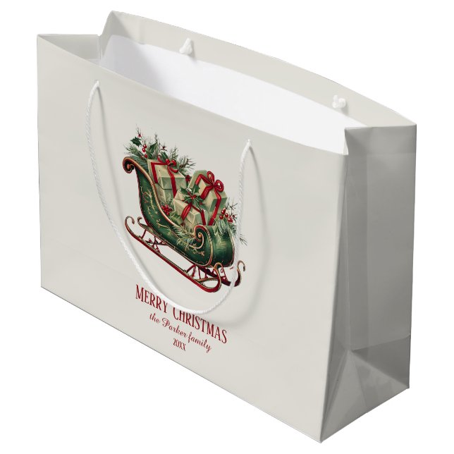 Vintage Christmas Sleigh with Gifts and Greenery  (Baksidan Vinklad)